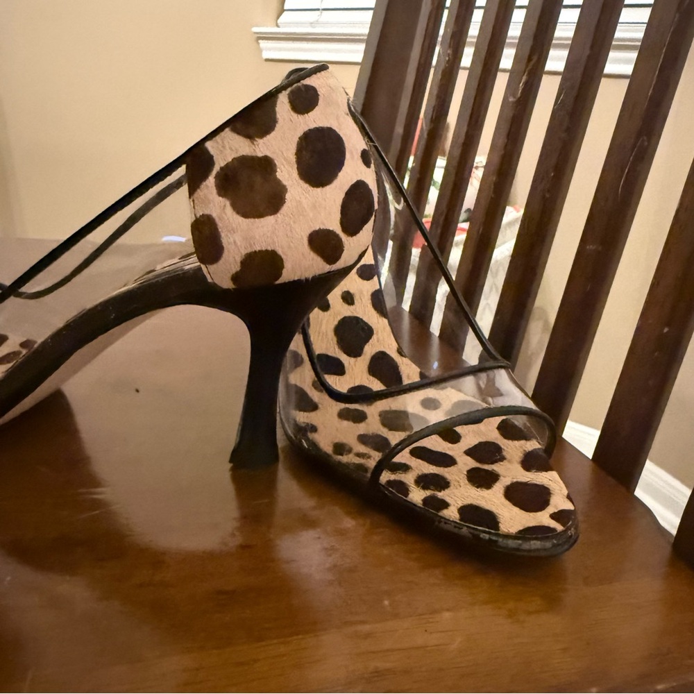 J Renee Leopard Print Pump Heels. Size 8 Vintage Cheetah Brown Black Clear